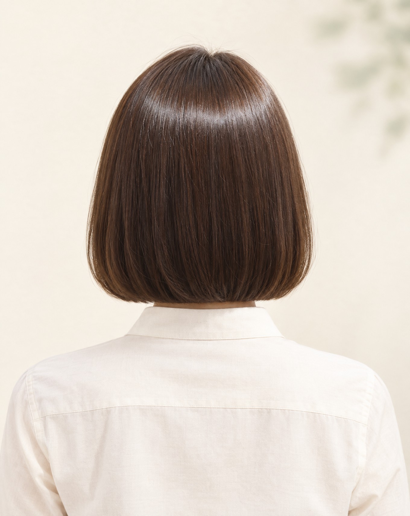 毛先が内側に入るツヤのあるボブの後ろ姿